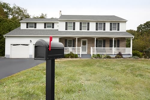Architectural Mailboxes Barrington Galvanized Steel Post Mount Mailbox, Compatibility Code F, 7900-1B-R-10, Black, Large Capacity