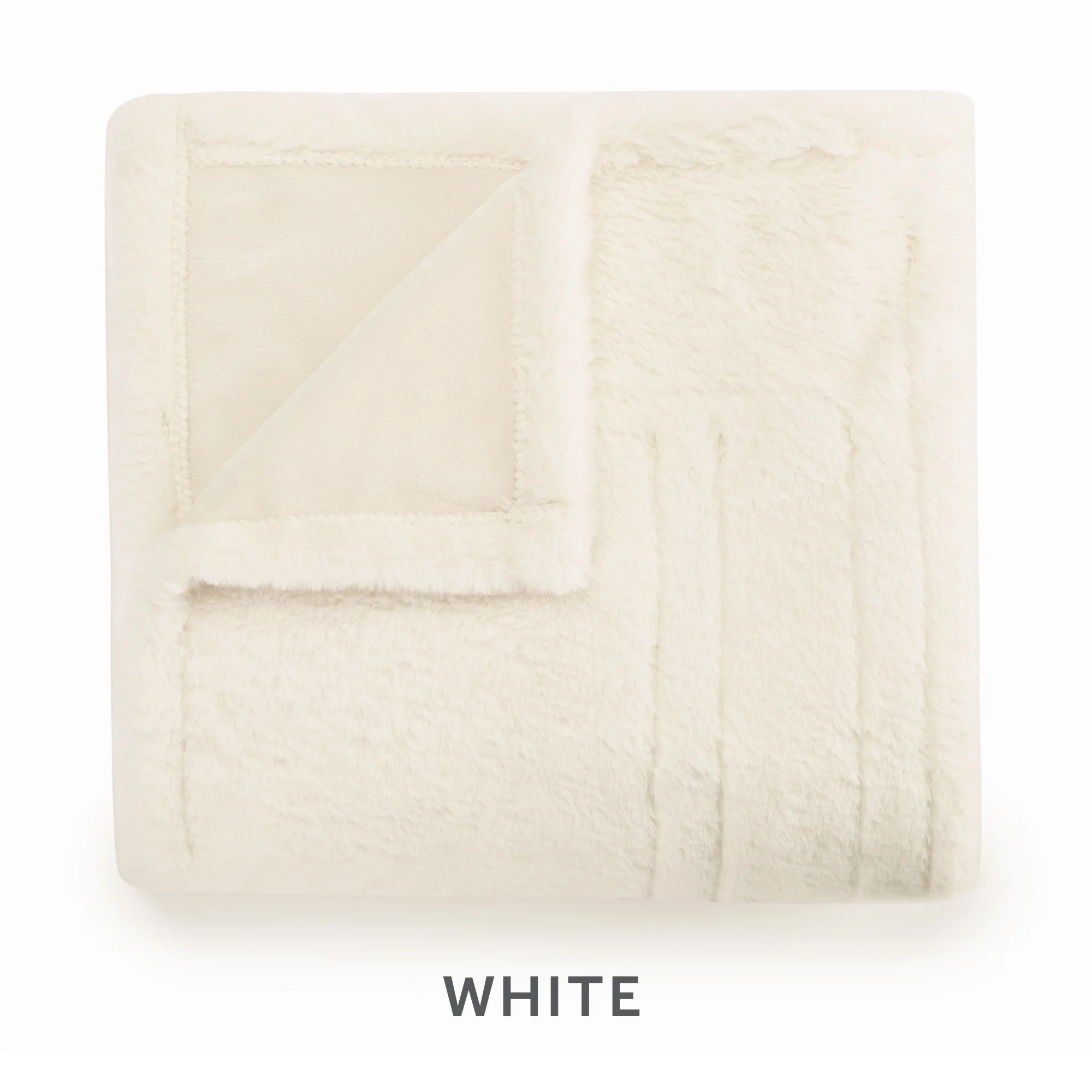 Sunbeam White Faux Fur Heated Electric Throw