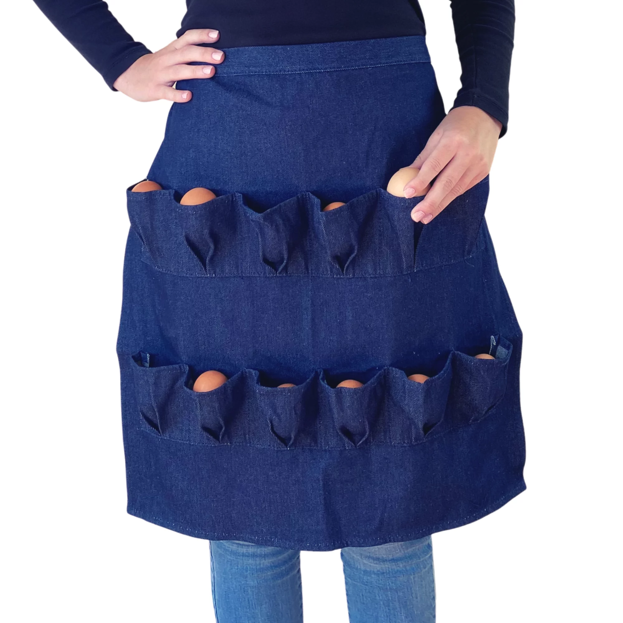 Backyard Barnyard 12 Pocket Soft Durable Denim Egg Gathering Apron FREE BURLAP GIFT BAG INCLUDED!  Collecting Chicken Duck Quail Poultry Eggs