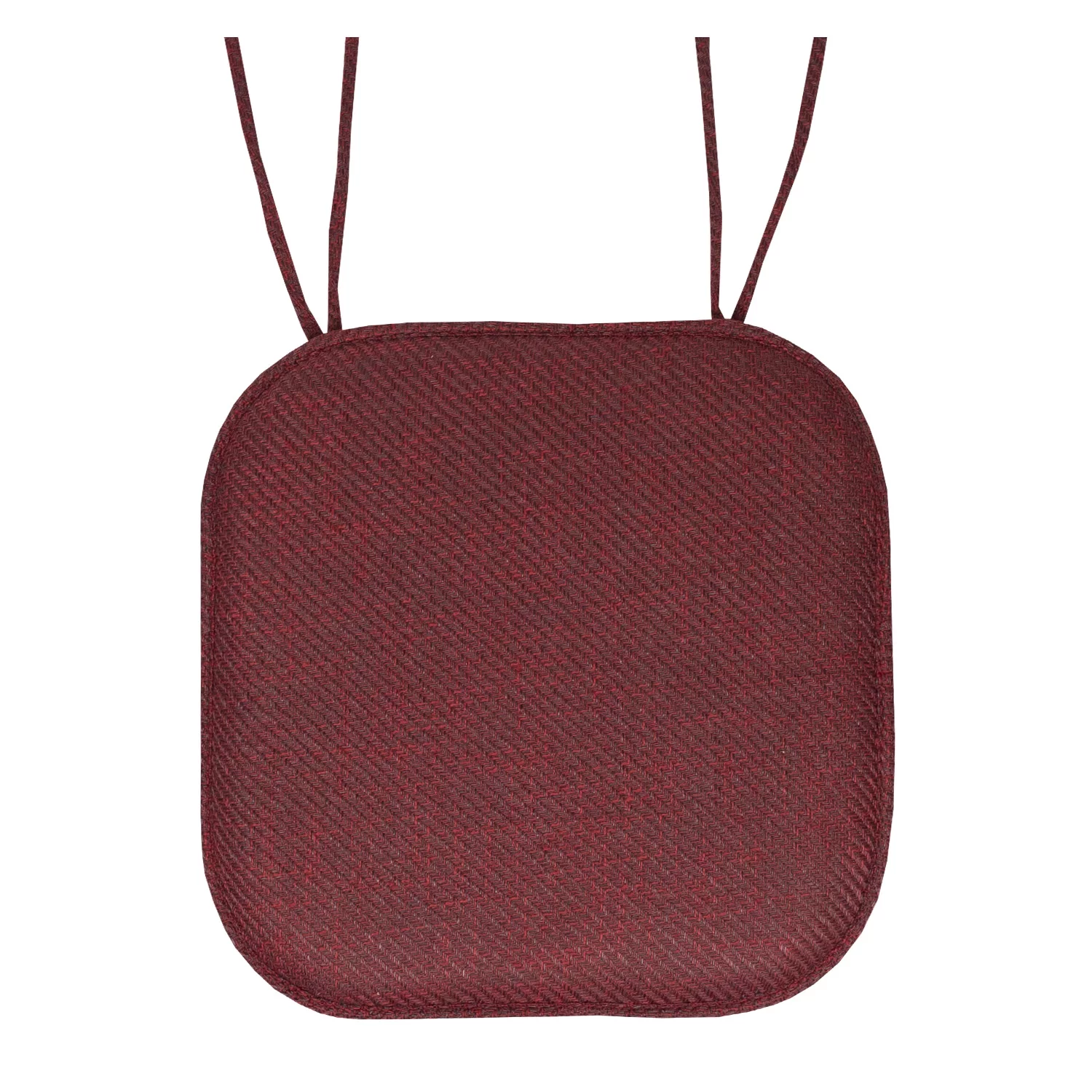 Herringbone Memory Foam 16 x 16 Chair Pad With Ties Burgundy 6 Pack