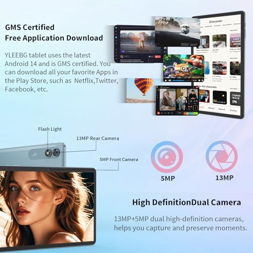 Android 15 Tablet with Keyboard, 26GB+256GB(2TB Expand), 10.1 Inch Tablet 8000 mAh Battery, BT 5.0, 5G WiFi, Widevine L1, Dual Camera, 2 in 1 Tab with Mouse, Case, Stylus(Black)
