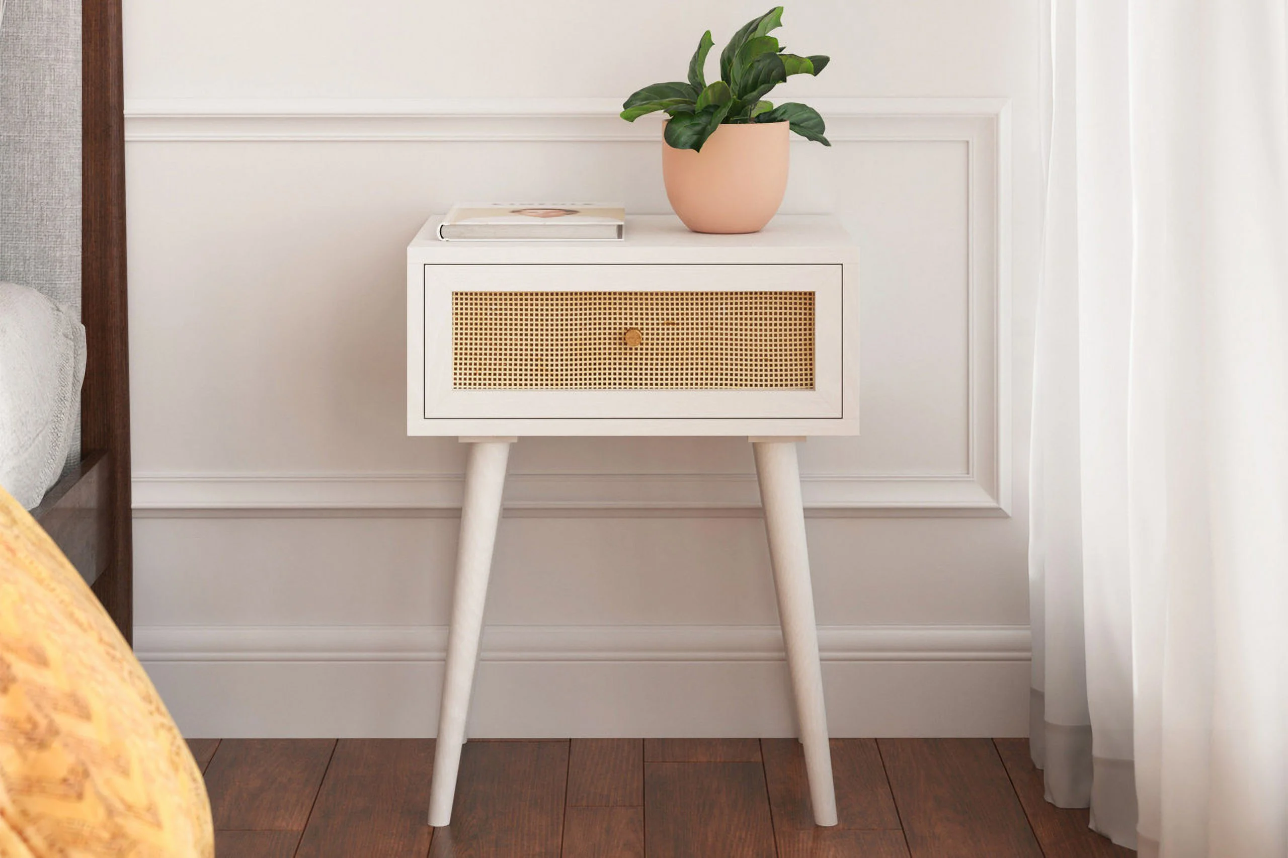 Inmod Mid-Century Modern Serafina 1-Drawer Nightstand, White