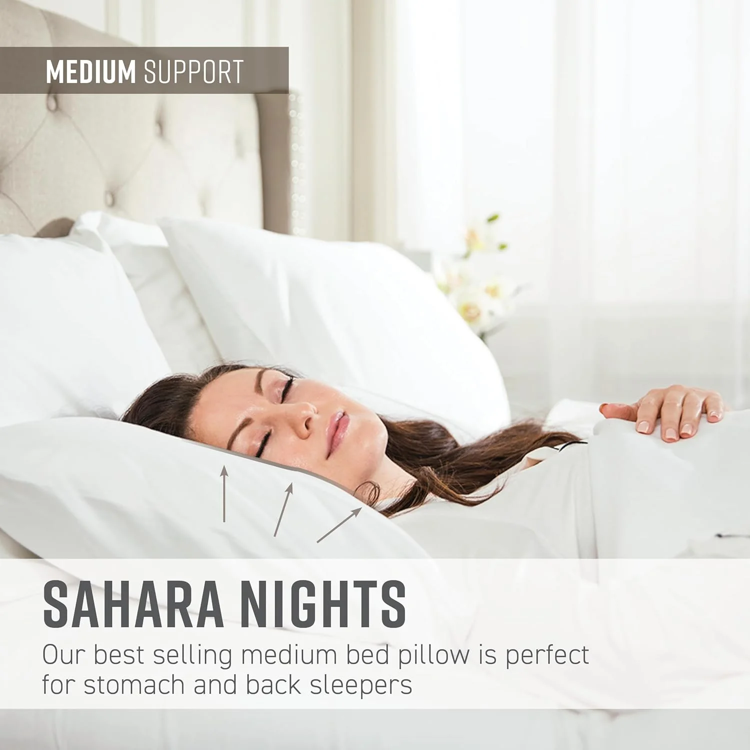 Sahara ights Bed Pillow For Sleepig | Back & Stomach | Hotel Quality, 233 TC, 100% Cotto Case, Gel Fiber Fill | Hypoallergeic, Soft, Machie Washable (20 X 36’’, Kig Size)