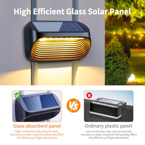 LETMY Solar Fence Lights Outdoor Waterproof, 6 Pack Fence Lights Solar Powered with 3 Modes, Auto On/Off Outdoor Solar Step Lights, Solar Deck Lights for Outside Yard Stair Fence Deck Wall Patio Decor