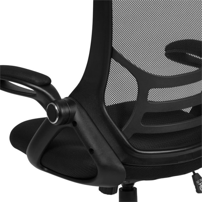 Flash Furniture High Back Black Mesh Ergonomic Swivel Office Chair with Black Frame and Flip-up Arms
