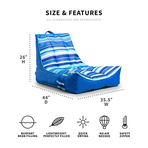 Big Joe Captain's Float No Inflation Needed Pool Lounger, Double Sided Mesh, Quick Draining Fabric