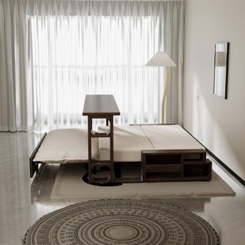 3 in 1 Convertible Sleeper Sofa Bed,Loveseat Couch with Pull Out Bed,Small 2 Seat Futon Sofa Bed Convertible Office Desk,Modular Sofa,Velvet,52.40'',Beige