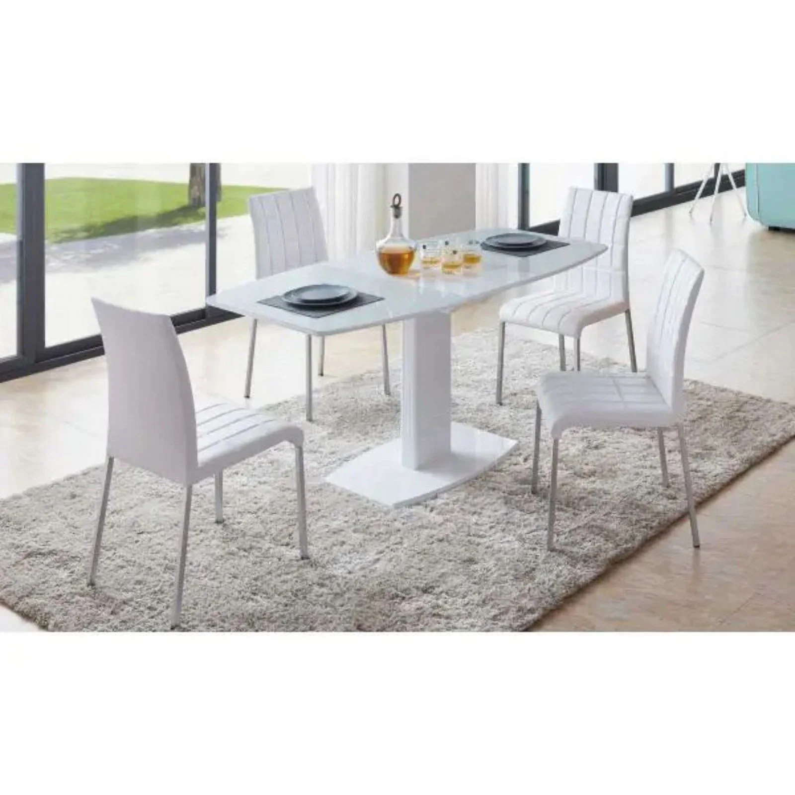 2396 Dining Table with 3450 Chair Dining Set, White, 7-Piece