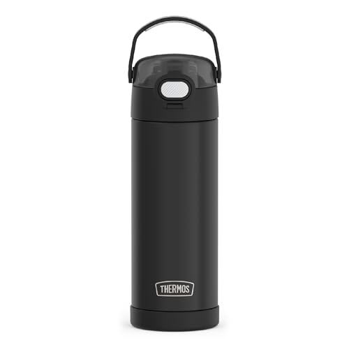 THERMOS FUNTAINER 16 Ounce Stainless Steel Vacuum Insulated Bottle with Wide Spout Lid, Apricot