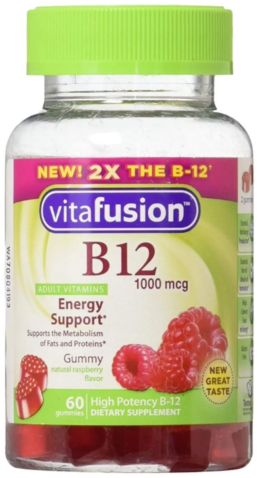Vitafusion B-12 1000 mcg Energy Support Supplement, 60 ea (Pack of 6)