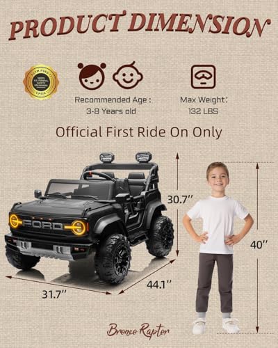 24V Ride on Toys for Big Kids, Licensed Ford Bronco Raptor 2 Seater Ride on Cars with Remote Control, Ride on Truck w/ 4-Wheeler Suspension, 3 Speeds, Led Lights, Bluetooth (24V, Pink)