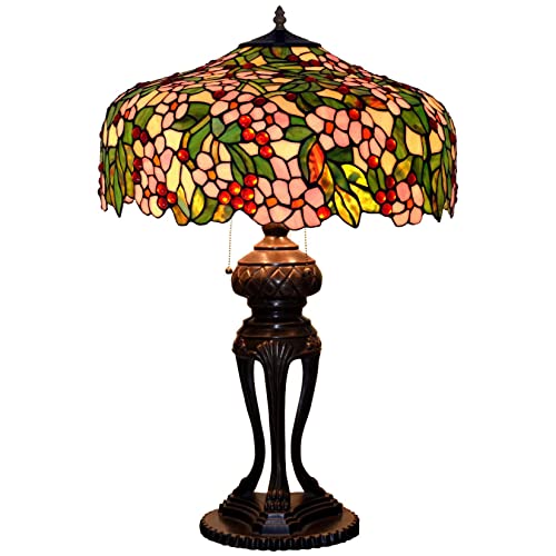 Tiffany Table Lamp Stained Glass Bedside Reading Lamp 3-Light 20