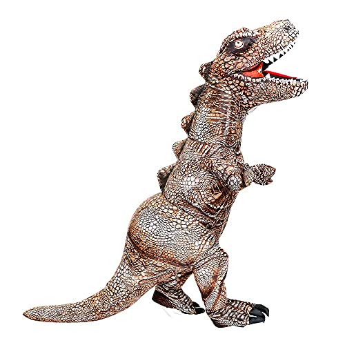 KOOY Dinosaur Costume Adult Inflatable Raptor Onesies Blow Up T-rex Dino Full Body Funny Halloween Costume for Men Women Teens