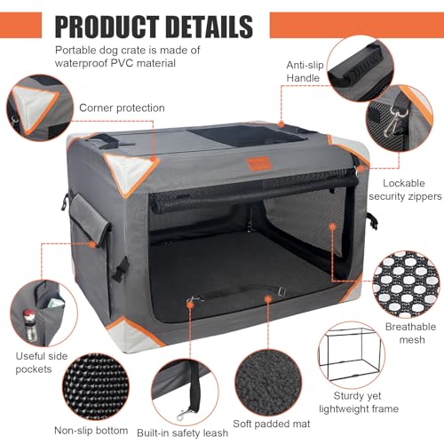 Collapsible Dog Crate-Portable Dog Crates for Small Medium Dogs,4-Door Portable Pet Travel Crate,Sturdy/Breathable/Comfortable,Indoor & Outdoor & Car Back Seat;Soft Dog Blanket