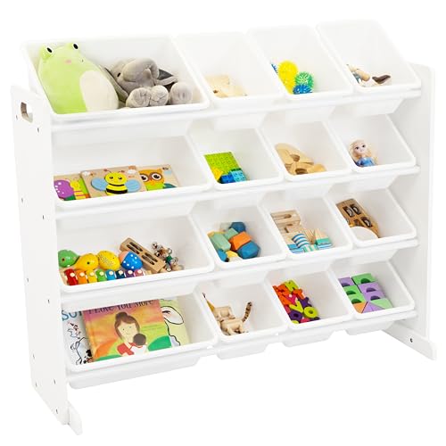 Humble Crew Supersized Toy Storage Organizer with 16 Removable Bins, Grey/White – Large Toy Storage for Toddlers Ideal for Kids' Rooms, Playrooms, and Nurseries - Modern Toy Bins for Kids