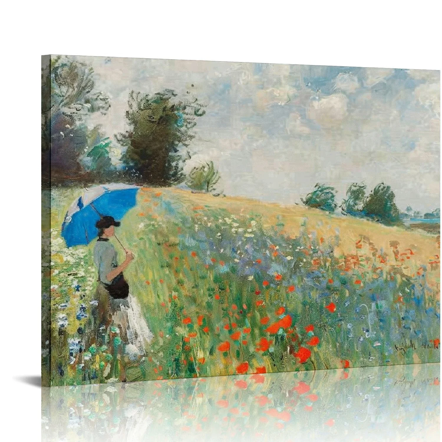 Nawypu  Claude Monet Wall Art - The Poppy Field Near Argenteuil Poster - Famous Art Painting Reproduction - Landscape Impressionism Picture Paintings Canvas Wall Art Decor