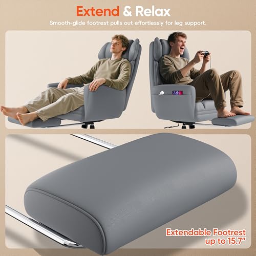 GABRYLLY Ergonomic Chair with Footrest – Wide Cross Legged Chair with Reversible Armrests, 120°Tilt, Heavy-Duty Base, Big and Tall Executive Chair Plus, Brown, GY82766