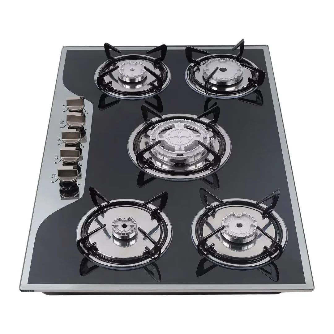 Oukaning Built-in 5 Burner Tempered GlassGas Cooker,LPG/NG Gas Cooker Hob Cooktop (30.3 inch)