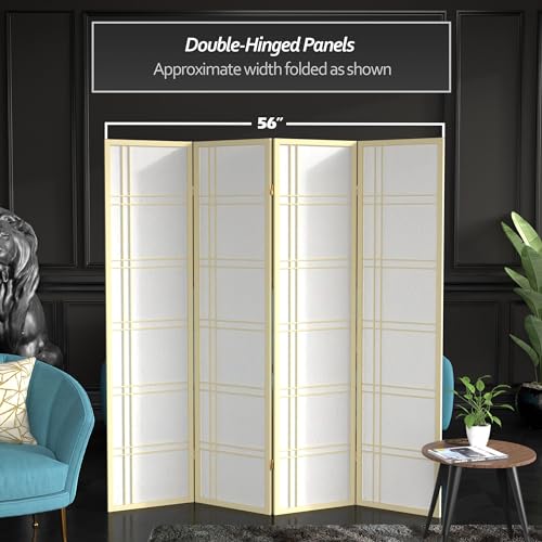 Red Lantern 6 ft. Tall Double Cross Shoji Screen-Grey-3 Panels Room Divider