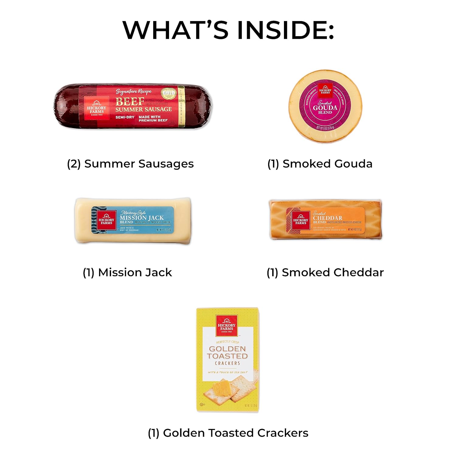Hickory Farms Beef Summer Sausage & Cheese Medium Gift Box | Gourmet Food Gift Basket | Charcuterie | Father's Day Gift | Perfect For Birthday, Congratulations, Sympathy, Food Care Packages, Retirement, Thinking of You, Father's Day Gift