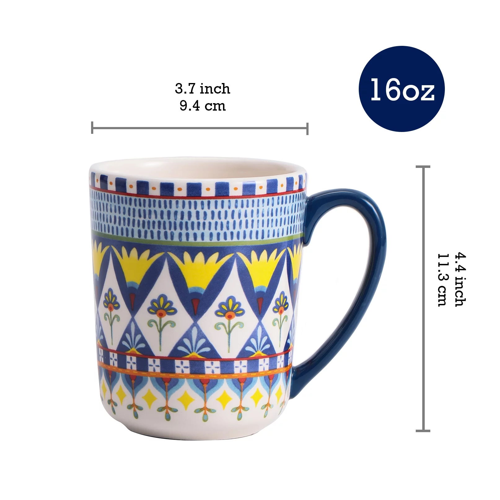 Bico Morocco Ceramic Mugs, Set of 4, for Coffee, Tea, Drinks, Microwave & Dishwasher Safe