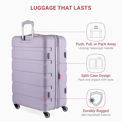 SwissGear 7366 Hardside Expandable Luggage with Spinner Wheels, White, Carry-On 19-Inch