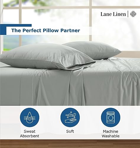 Lane Line 100% Egyptian Cotton Queen Sheet Set - 1500 TC, 4 PCs - Luxury Sateen Cotton White Bed Sheets Set - Hotel White Sheets Queen Set - 15