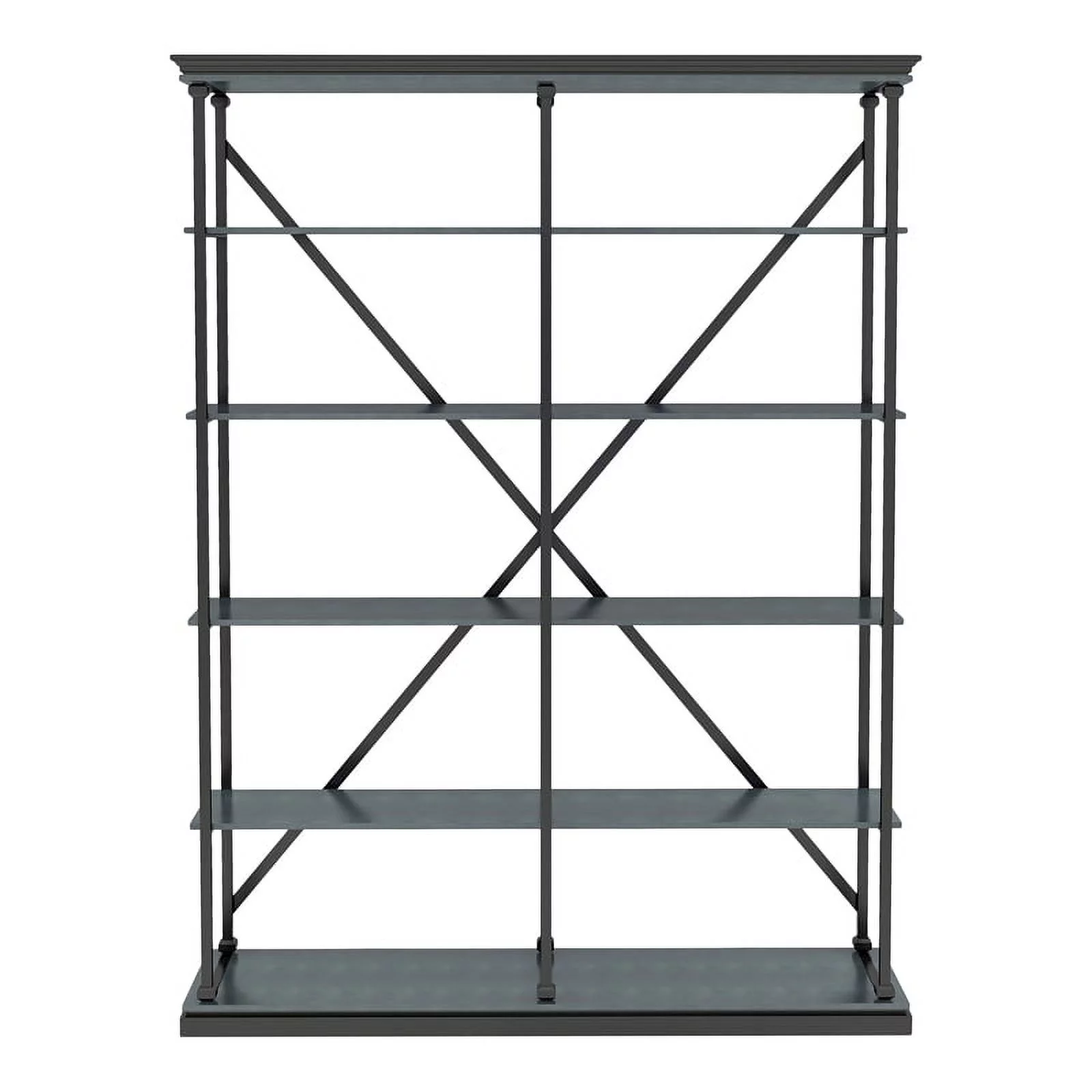 Furniture of America Toggin Industrial Metal 58-Inch Bookcase in Antique Blue