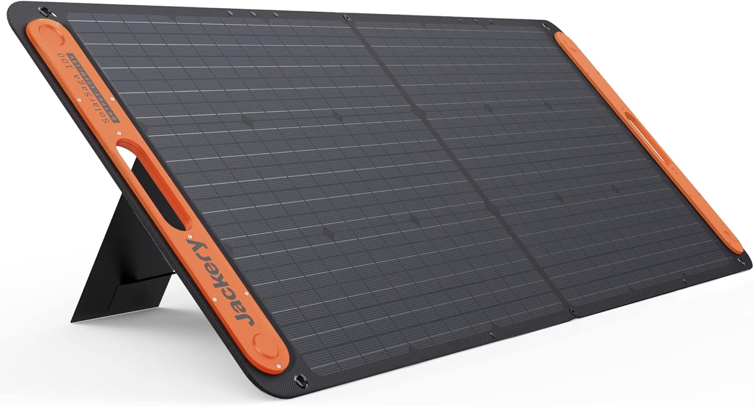 Jackery SolarSaga 100W Portable Solar Panel for Explorer 240/300/500/1000/1500 Power Station, Foldable US Solar Cell Solar Charger with USB Outputs for Phones (Can't Charge Explorer 440/ PowerPro)