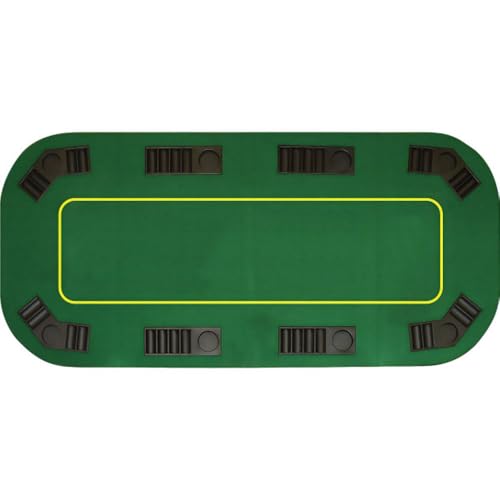 Poker Table Top - 80-inch Foldable Card Mat for up to 8 Players - Blackjack Table with Cupholders and Chip Trays by Trademark Poker (Green)