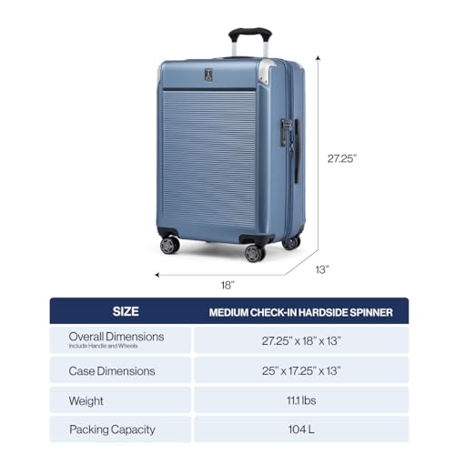 Travelpro Platinum Elite Hardside Expandable Carry on Luggage, 8 Wheel Spinner, TSA Lock, Hard Shell Polycarbonate Suitcase, Metallic Sand, Compact Carry on 20-Inch