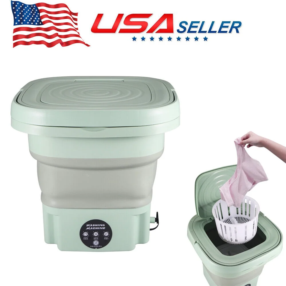 Mini Laundry Washer with Foldable Design - 8L Capacity, Sterilization, and Drying