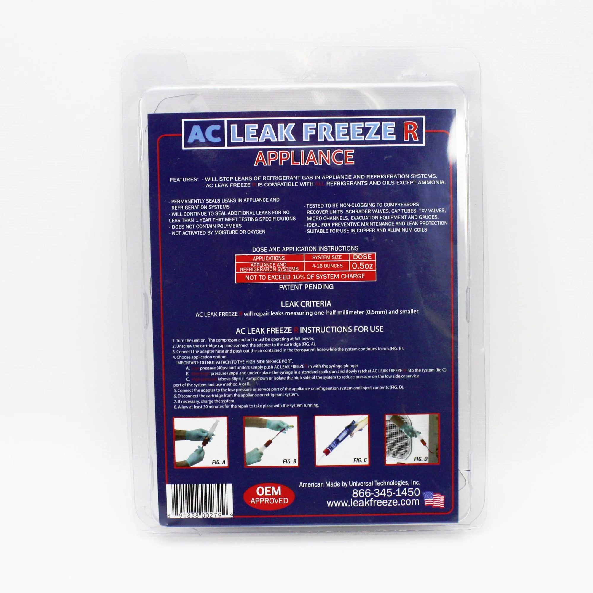 A/C Leak Freeze R 00279 Stop Leak and Adapter 0.5oz