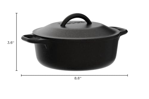 Lodge 5 Quart Cast Iron Double Dutch Oven – Pre-Seasoned – Lid Converts to 10.25