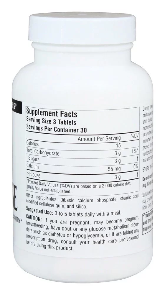 Source Naturals - D Ribose Powder 1000 mg. - 90 Tablets