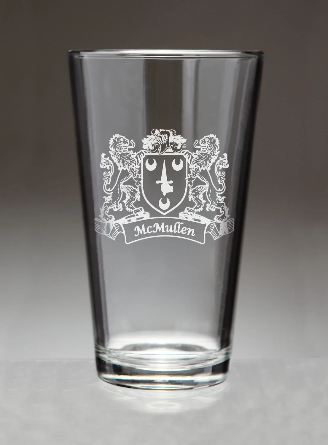 McMullen Irish Coat of Arms Lions Pint Glasses (Sand Etched)