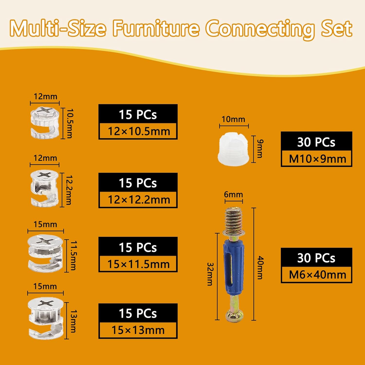 Furniture Cam Lock Fasteners, 120Pcs 3 in 1 Eccentric Wheels Furniture Cam Lock Nuts and and Cam Screws, Furniture Hardware Connecting Cam Lock Connectors Bolt Fittings for Drawer Dresser Cabinet