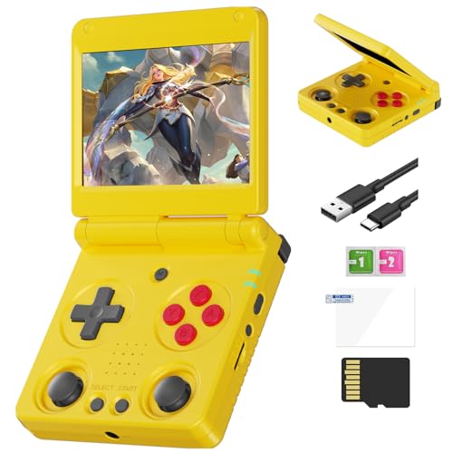 RG 34XXSP Retro Handheld Game Console Linux 3.4 inch IPS Screen 720*480 5000+ Classic Games 64G Card RG 34XXSP Retro Gaming Console Handheld 3300mAh Battery Compatible with WiFi HDMI Bluetooth Yellow