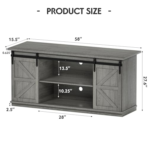 Shahoo Farmhouse Sideboard Buffet Cabinet, Coffee Bar Storage with Sliding Barn Doors, Shelf for Home Dining Room, White