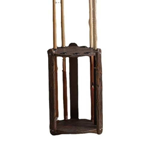 Durable Wooden Pool Cue Rack - Stylish Floor Stand Billiard Holder for 9 Cues, Ideal for Game Rooms, Bars, Clubs & Home Use, Perfect Cue Storage Solution