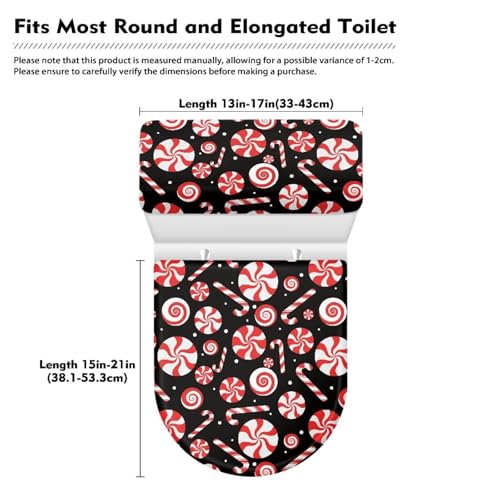 Christmas Bow Bell Toilet Tank Lid Cover and Toilet Seat Lid Cover 2 Pcs Set Toilets Covers with Elastic Cloth Fits Most Toilets Tanks & Lids