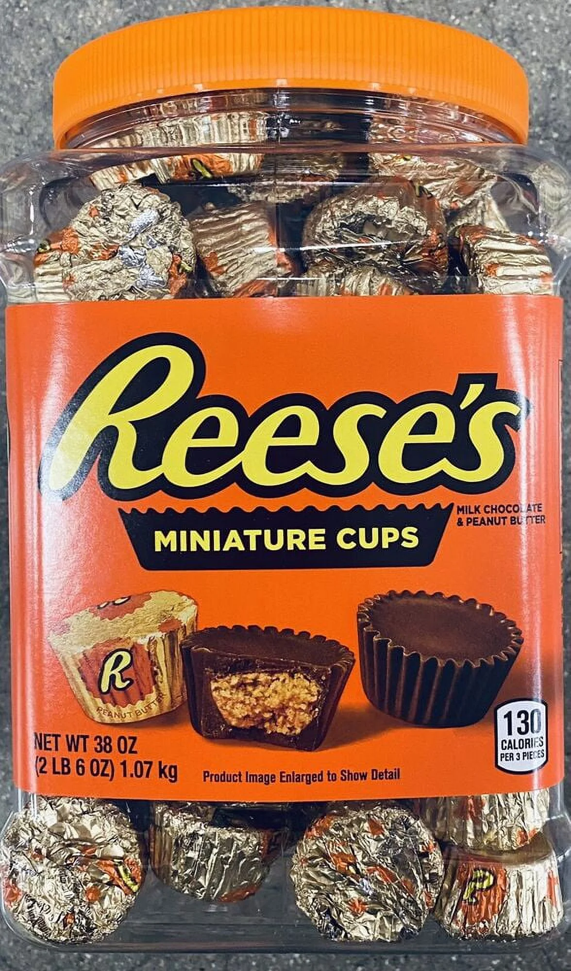 2 Packs Reese's Miniatures Milk Chocolate Peanut Butter Cups 38 Oz Each Tub NEW