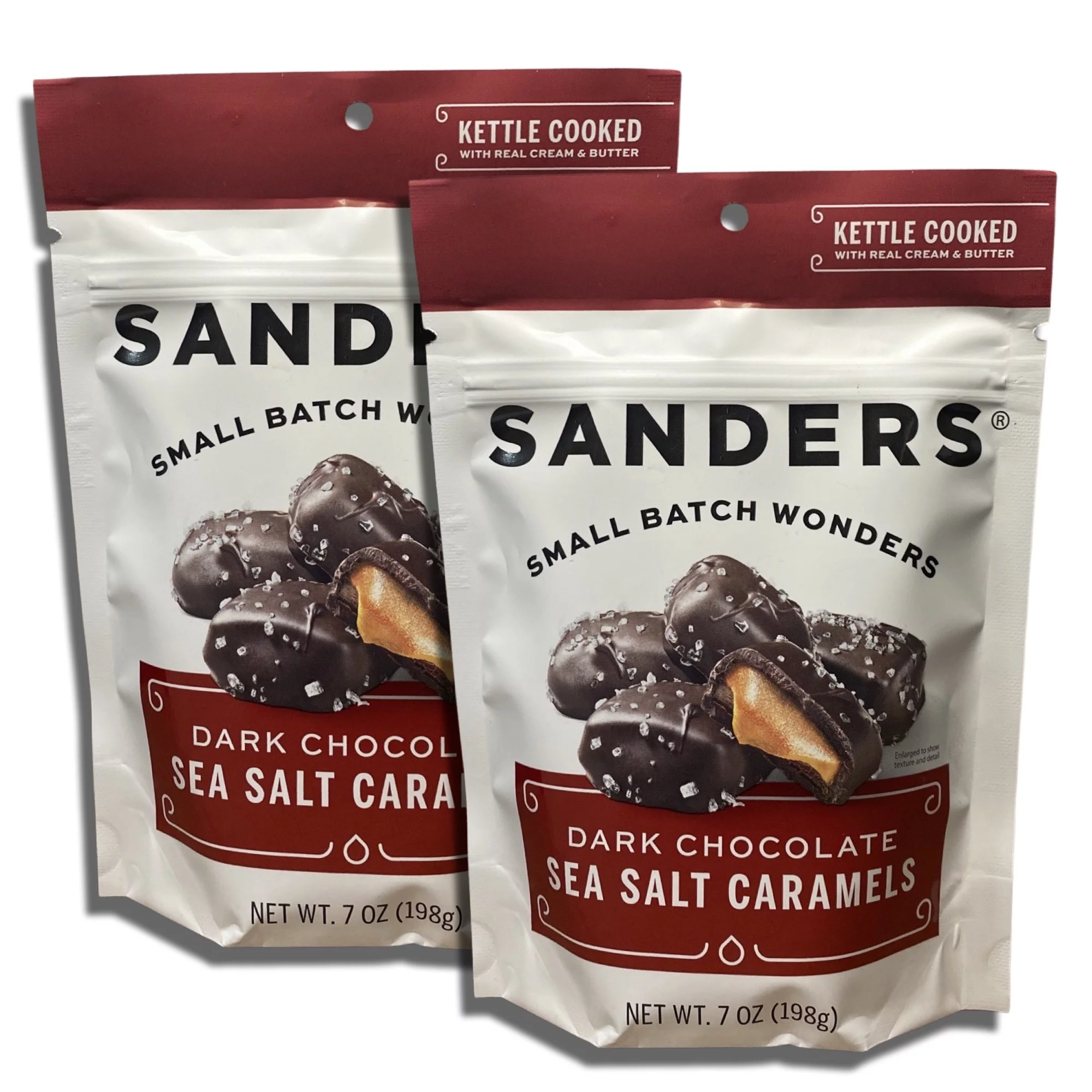 Tribeca Curations | Small Batch Chocolate by Sanders Curated by Tribeca Curations | 7 Ounce Bag | Pack of 2 (Dark Chocolate Sea Salt Caramels)