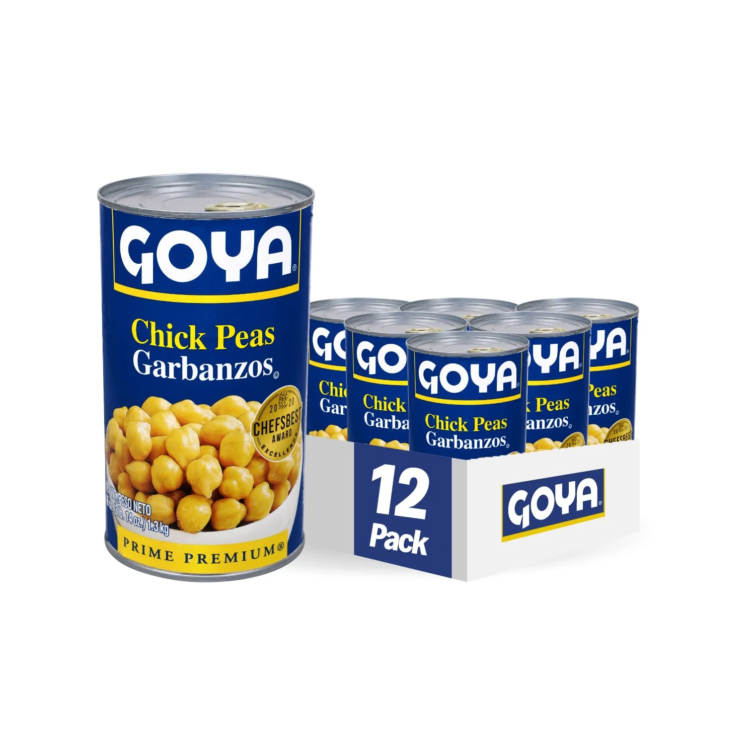 Goya Foods Chick Peas, Garbanzo Beans, 46 Ounce (Pack Of 12)