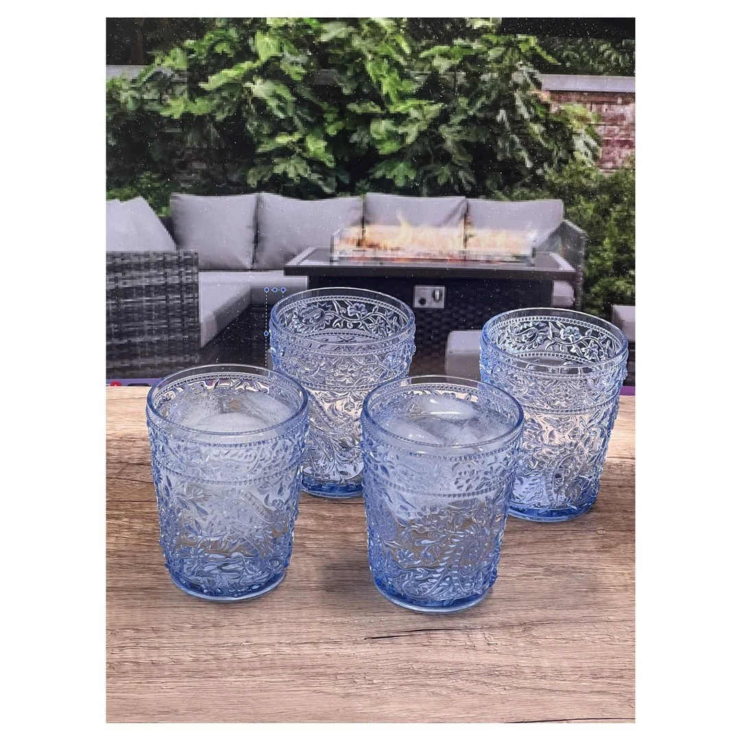 MAICOSY Paisley Acrylic Glasses Drinking Set Of 4 DOF (13oz), Plastic Drinking Glasses, BPA Free Cocktail Glasses, Drinkware Set, Drinking Water Glasses