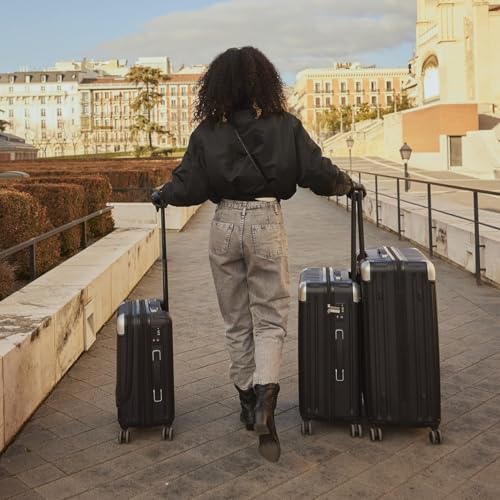 LEVEL8 Grace Carry on Luggage Airline Approved, 20 Inch Expandable Hardside Suitcases with wheels, Abs+Pc Harshell Spinner Luggages with Tsa Lock, Red