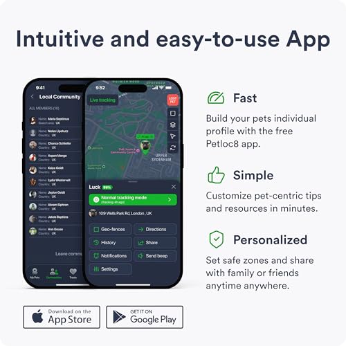 Dog GPS Tracker With Smart Alerts & Geo-Fence - Real-Time Location Tracking Collar Device with App, Embedded SIM, Waterproof - Up to 7 Days Battery (Android & iOS) 4-Month Subscription Included
