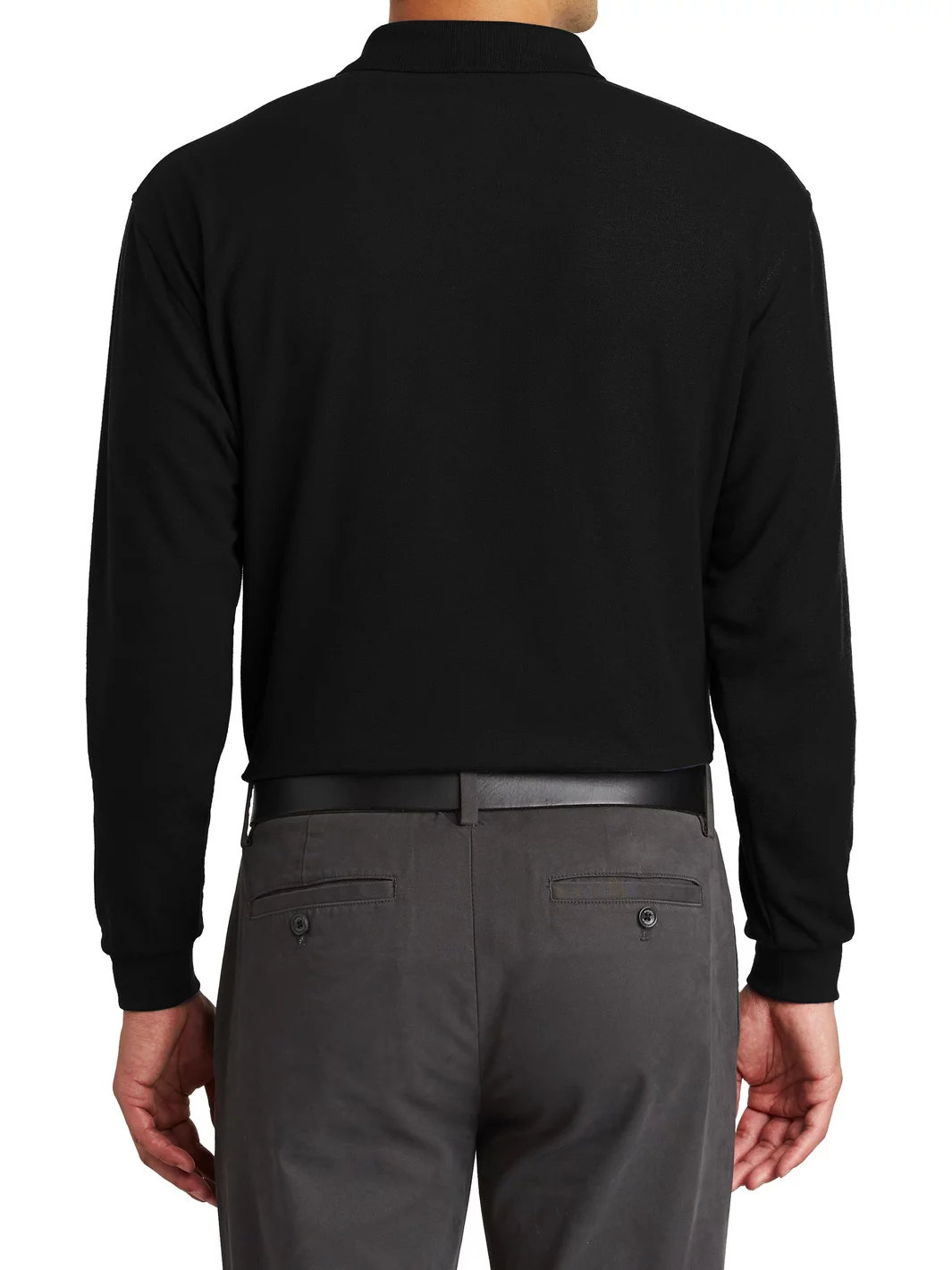 Mafoose Men's Long Sleeve Silk Touch Polo with Pocket Black Large