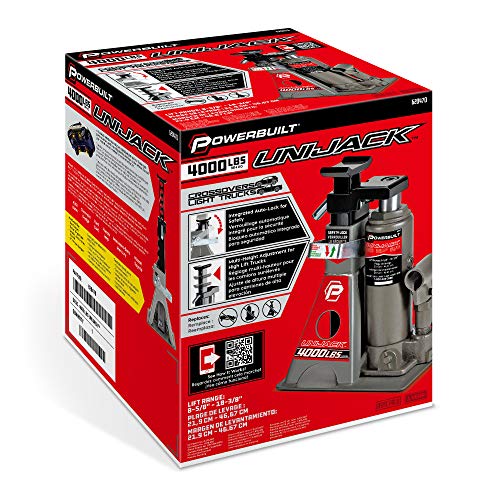 Powerbuilt 3 Ton, Bottle Jack and Jack Stands in One, 6000 Pound Capacity, All-in-One Car Lift, Heavy Duty Vehicle Unijack, Wide Base, 620471