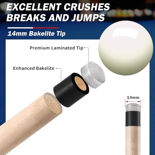 Jump Break Stick Cue, Heavy Hitter Jump Break Cue,2/3 Piece Pool Stick 21~25oz